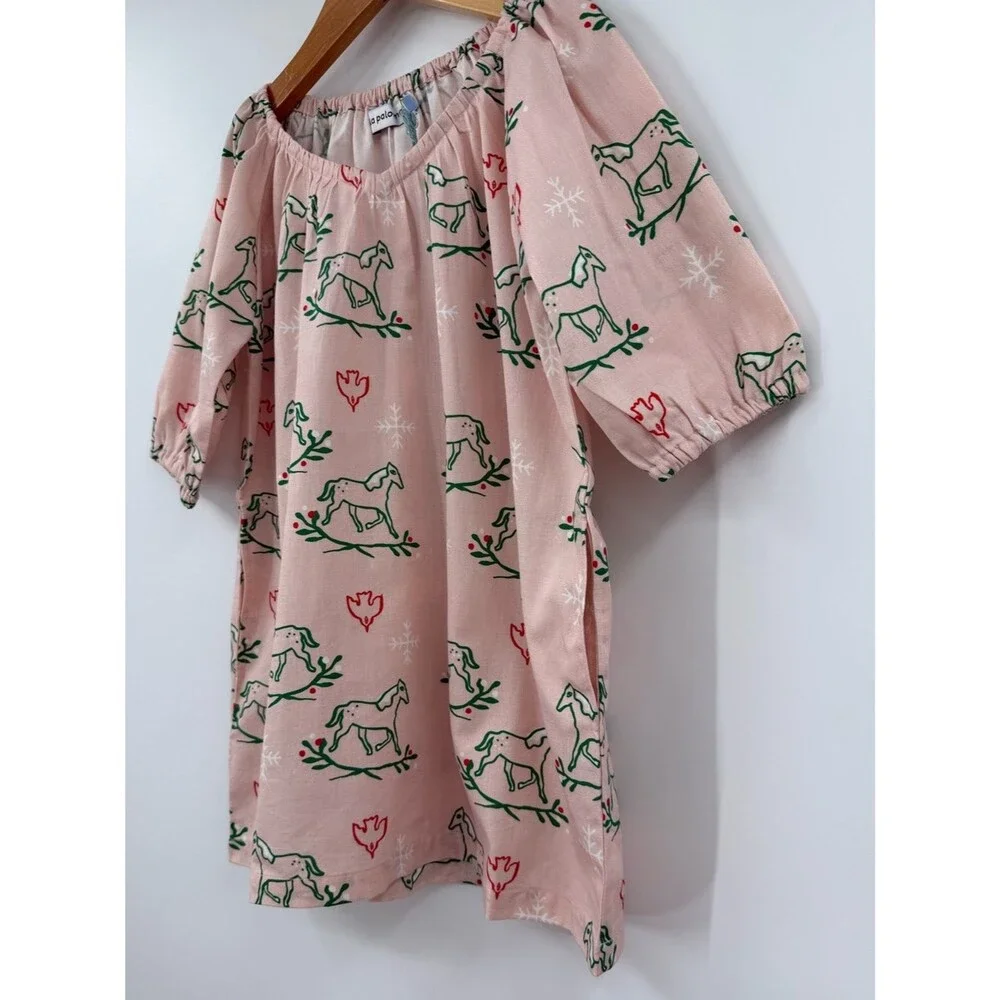 NWT La Paloma Holly Horse Cotton Nightgown | Pink | Girl’s 4-5 & 8-9